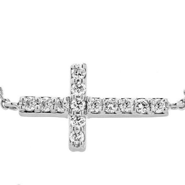 Diamond Sideways Cross Necklace