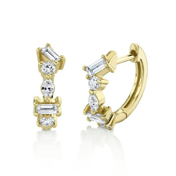 SLOANE STREET 18K Yellow Gold Diamond Hoop Earrings