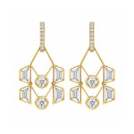 Load image into Gallery viewer, 18K Yellow Gold Geometric Diamond Earrings