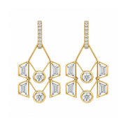 18K Yellow Gold Geometric Diamond Earrings