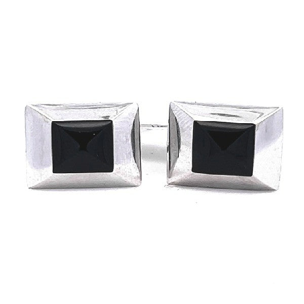 White Gold Onyx Cuff Links