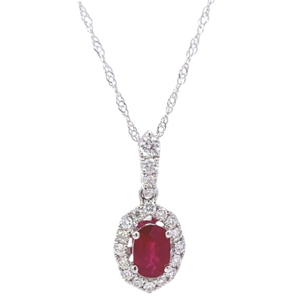 Ruby and Diamond Halo Necklace