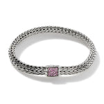 Load image into Gallery viewer, JOHN HARDY  Icon Bracelet, Sterling Silver, Reversible Pink Tourmaline and Black Sapphire Gemstones, 6.5mm

