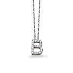 Load image into Gallery viewer, 14K White Gold Diamond Initial "B" Pendant