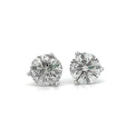 Load image into Gallery viewer, 14K White Gold 3-prong Martini Diamond Stud Earrings 2.58cttw
