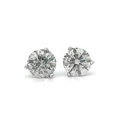 14K White Gold 3-prong Martini Natural Diamond Stud Earrings 2.58cttw