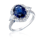 Load image into Gallery viewer, VALANI Sapphire and Diamond Halo Ring