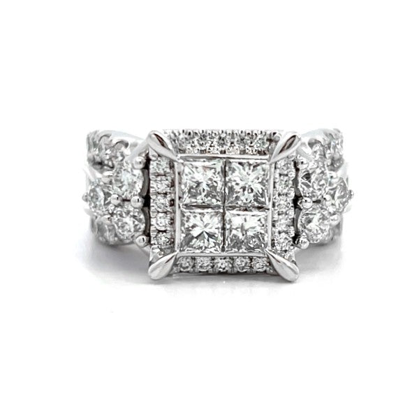 ESTATE Pre-Owned 14K White Gold Invisible Set Princess Cut Diamond Ring