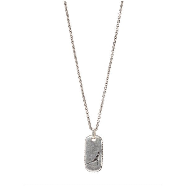 JOHN VARVATOS Dog Tag Necklace with Black Diamonds