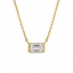 Load image into Gallery viewer, 14K Yellow Gold Bezel Set Emerald Diamond Solitaire Necklace