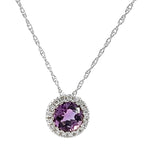 Load image into Gallery viewer, Amethyst and Diamond Halo Necklace
