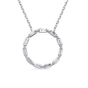 14K White Gold Open Circle Diamond Necklace
