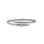 Load image into Gallery viewer, JOHN HARDY 14K Yellow Gold &amp; SIlver Diamond Slim Spear Flex Bypass Cuff