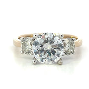 14K White & Yellow Gold 3-Stone Round Engagement Ring