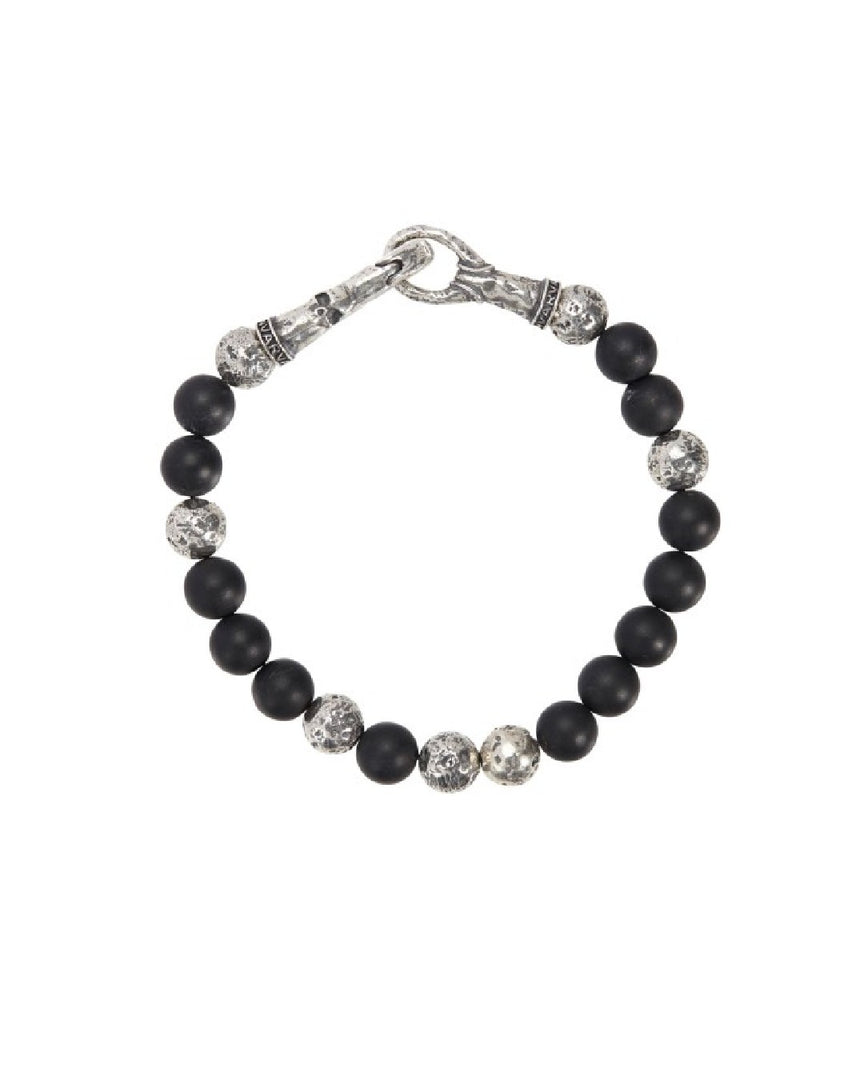 JOHN VARVATOS Silver and Black Onyx Bracelet