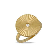 18K Yellow Gold and Diamond Medallion Ring