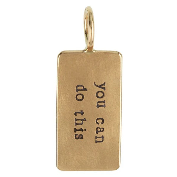 HEATHER B MOORE 14K Yellow Gold Just breathe/You Can Do It ID Tag Charm