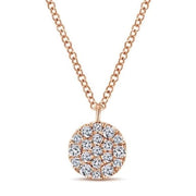 14K Rose Gold Round Diamond Disc Necklace