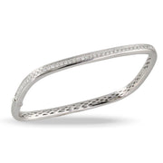 18K White Gold Modern Rounded Square Diamond Bangle