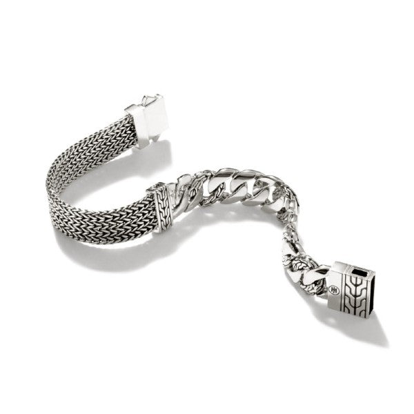 JOHN HARDY Rata Curb Chain / Flat Bracelet, Sterling Silver 12mm - SALE