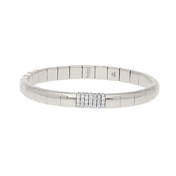 DEMEGLIO 18K White Gold Stretchable Bracelet with a Diamond Station