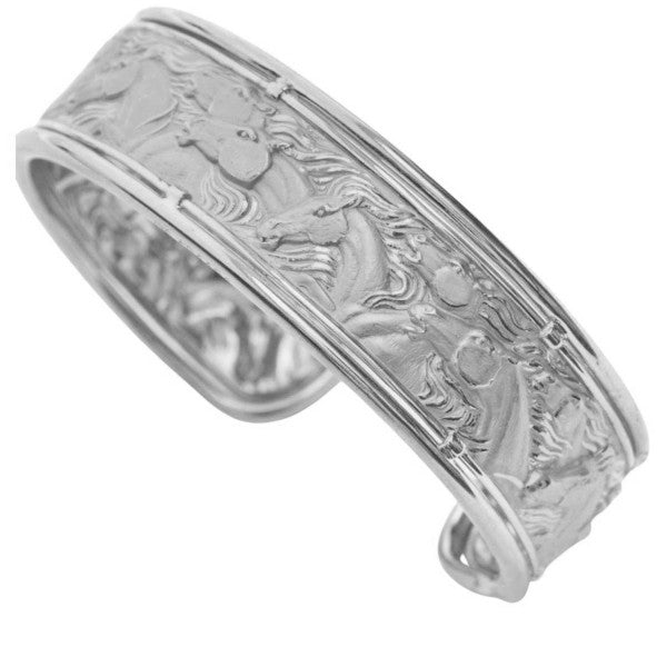 18K White gold Ronda Horse Cuff Bracelet