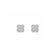 14K White Gold Diamond Flower Stud Earrings