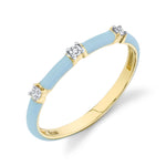 Load image into Gallery viewer, Stackable Light Blue Enamel and Diamond Band
