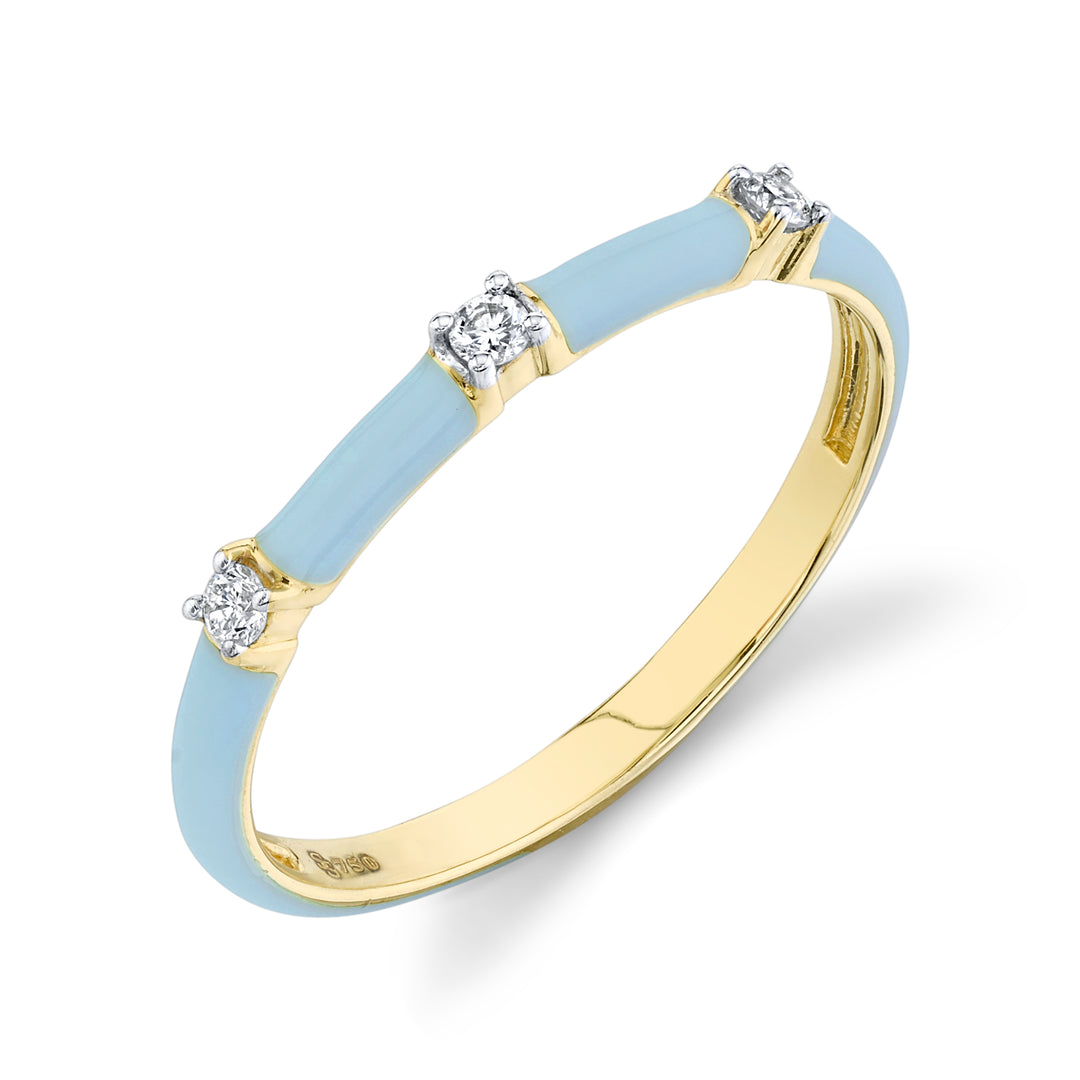 Stackable Light Blue Enamel and Diamond Band
