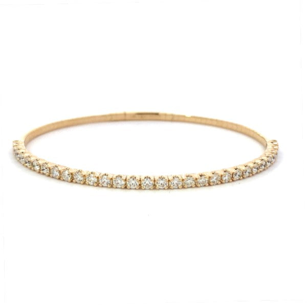 14K Yellow Gold Flexible Diamond Bangle Bracelet