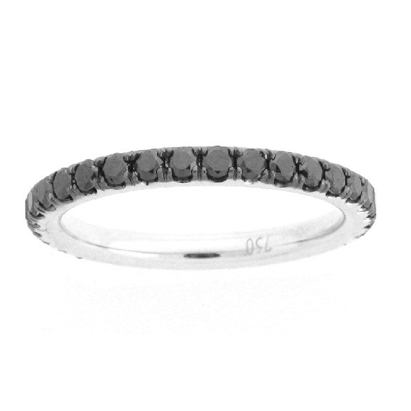 18K White Gold Black Diamond Stackable Etermity Band
