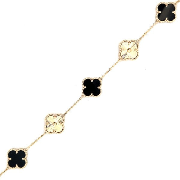 14K Yellow Gold and Black Onyx Clover Bracelet