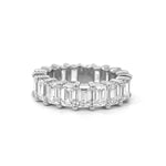 Load image into Gallery viewer, Lab Grown Emerald Cut Diamond Eternity Ring 7.47cttw 14K White Gold
