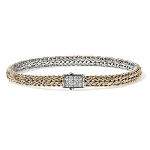 JOHN HARDY Silver & 14K Yellow Gold Reversible Diiamond Icon Bracelet, 5MM