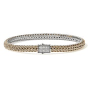 JOHN HARDY Silver & 14K Yellow Gold Reversible Diiamond Icon Bracelet, 5MM