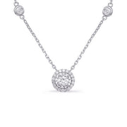 18K White Gold Diamond Halo Necklace