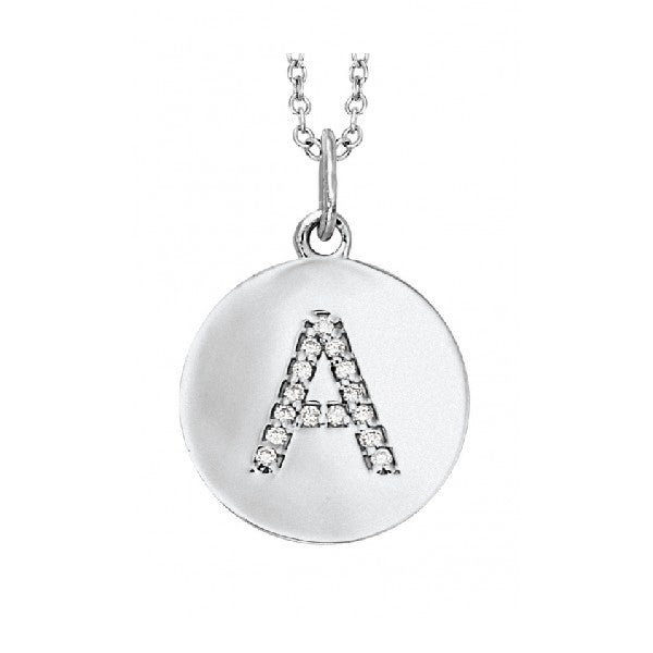 Diamond Mini Disc "A" Initial Pendant