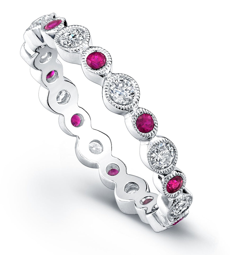 BEVERLY K 18K White Gold Ruby and Diamond Eternity Band