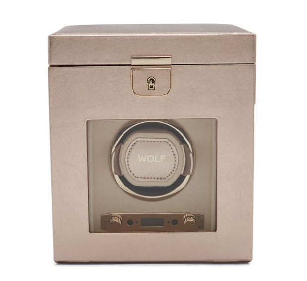 WOLF Palerrmo Single Watch Winder With Jewelry Storage - Rose Gold