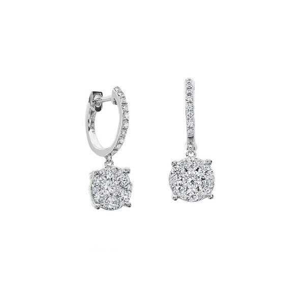 A.LINK 18K White Gold Diamond Cluster Earrings 1.00cttw