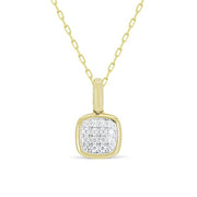 14K Yellow Gold Cushion Framed Diamond Necklace