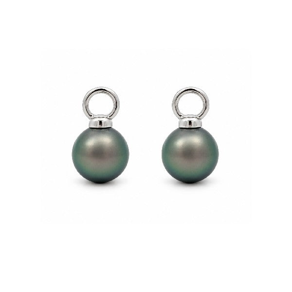 18K White Gold 9mm Tahitian Pearl Charm / Enhancer
