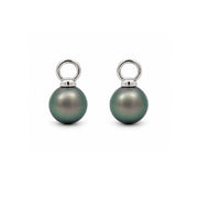 18K White Gold 9mm Tahitian Pearl Charm / Enhancer