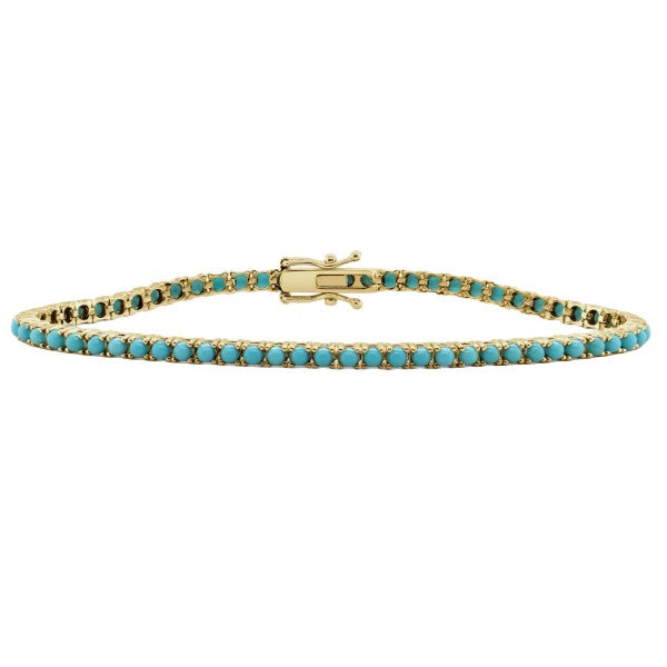 14K Yellow Gold Turquoise Tennis Bracelet