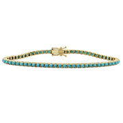 14K Yellow Gold Turquoise Tennis Bracelet