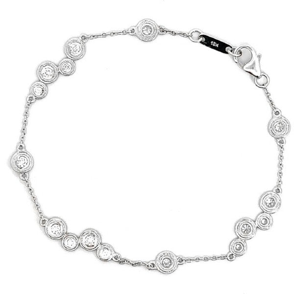 18K White Gold Bezel Diamond Chain Bracelet - FINAL SALE