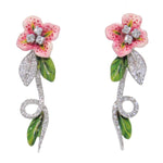 Load image into Gallery viewer, Enamel and Diamond Flower Earrings
