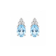 14K White Gold Blue Topaz and Diamond Earrings