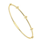 Load image into Gallery viewer, 14K Yellow Gold Flexible Bangle Bracelet With Diamond Flower Stations
