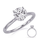 Load image into Gallery viewer, 18K White Gold Round Diamond Solitaire Engagement Ring With Hidden Halo